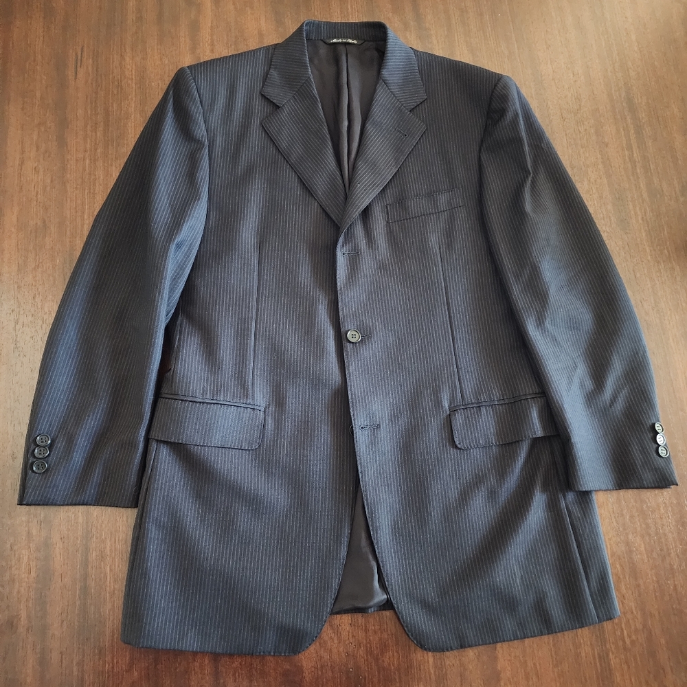 38S Canali Proposta 3 button Navy Blazer with blue pinstripes (small mothholes)